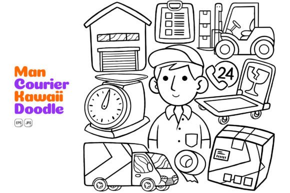 Man Courier Kawaii Doodle Line Art: Your Versatile Creative Companion