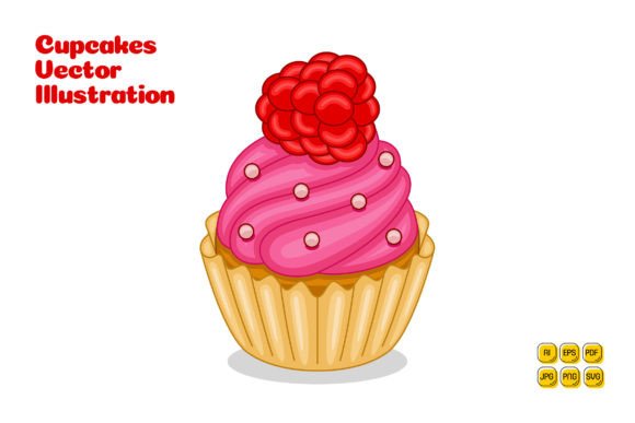 Raspberry Cupcakes Vector Illustration for Creative Projects