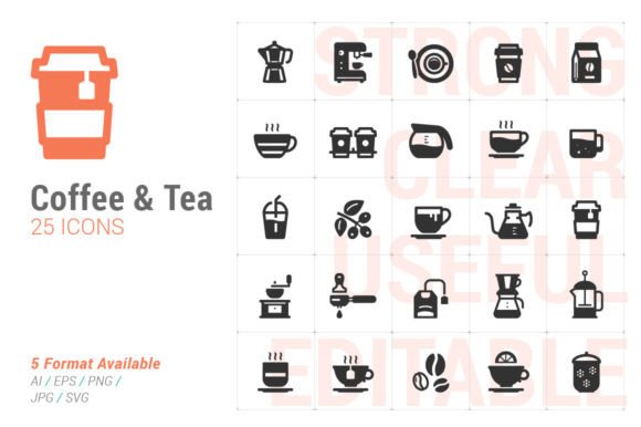 The Coffee and Tea Solid Icon Set: Your Visual Toolkit for Modern Digital Projects
