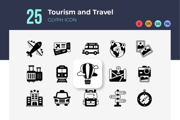 The Strategic Language of Tourism and Travel Icons Glyph Style