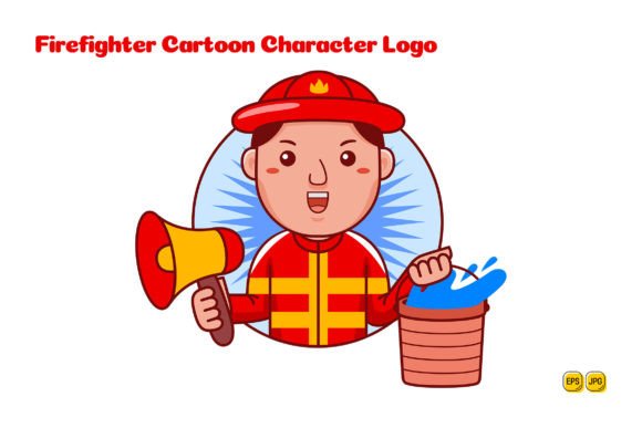 Understanding Firefighter Cartoon Character Logo 02 for Branding Projects