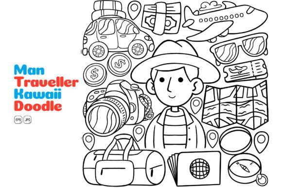 Unlocking Creativity with Man Traveller Kawaii Doodle Line Art